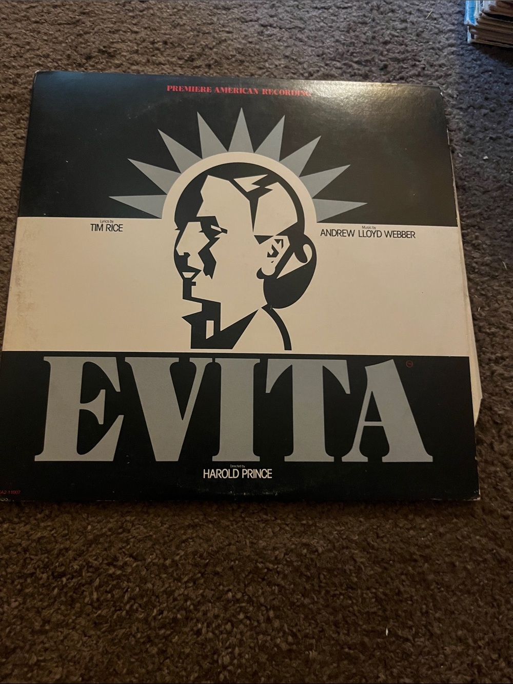 Evita Vinyl Record Album - Bold Black & White Cover